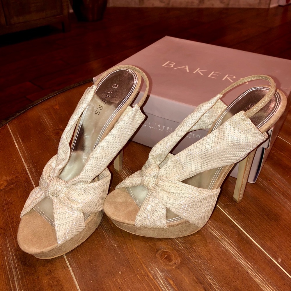 Bakers Cream Desi Platform Slingbacks, 8.5